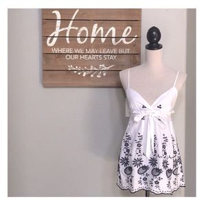 Lovely White with Black Florals Charlotte Russe Top